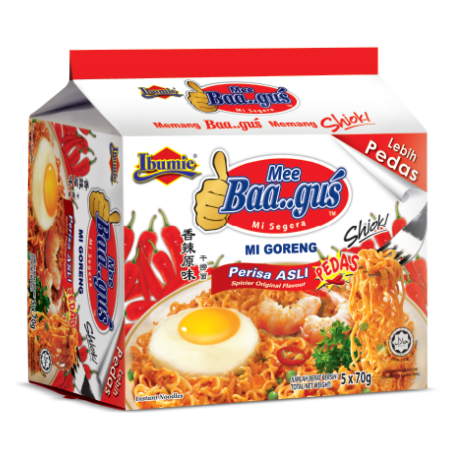 Ibumie Mee Baagus Mi Goreng Original Spicy 5x70g Pack