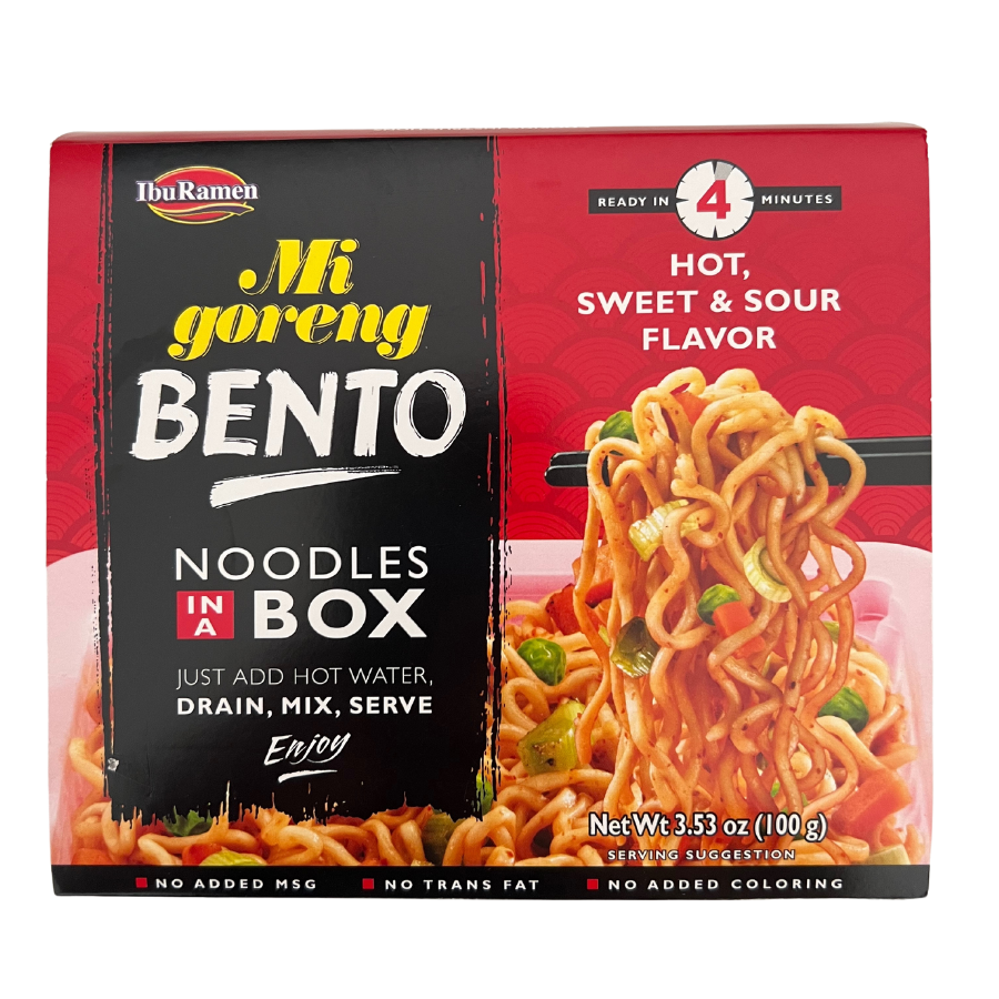 IbuRamen Mi Goreng Bento Noodles In A Box Hot, Sweet & Sour 100g (BB: 30.11.25)