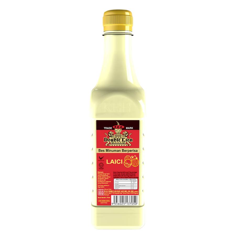 KHH Double Lion Flavoured Concentrate Lychee Syrup 375ml (BB: 06.01.26)