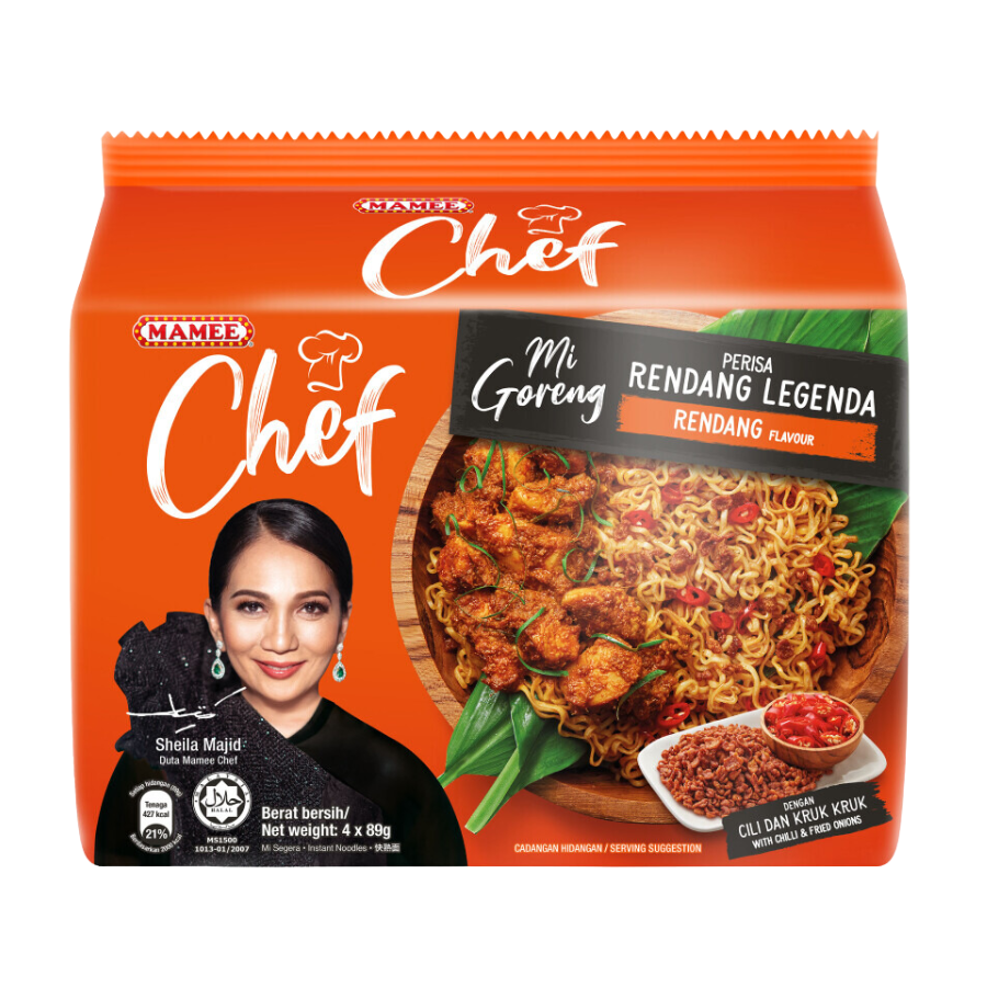 Mamee Chef Mi Goreng Rendang Flavour 4x89g Pack
