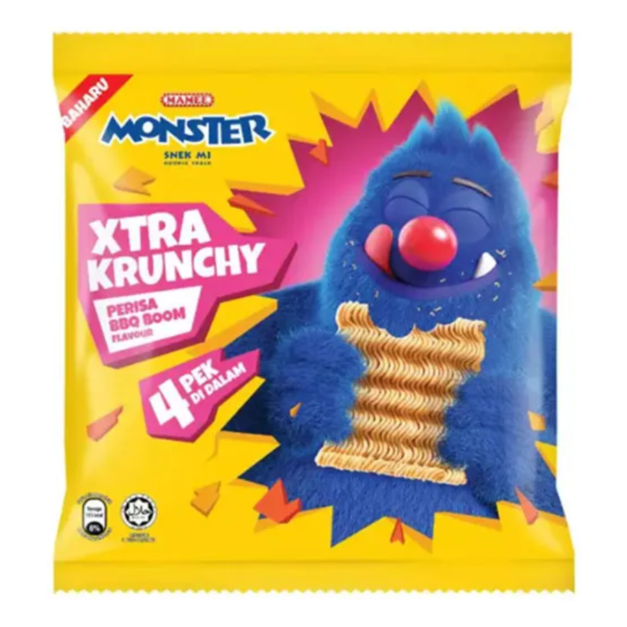 Mamee Monster 4-in-1 Xtra Krunchy BBQ Boom 4x25g
