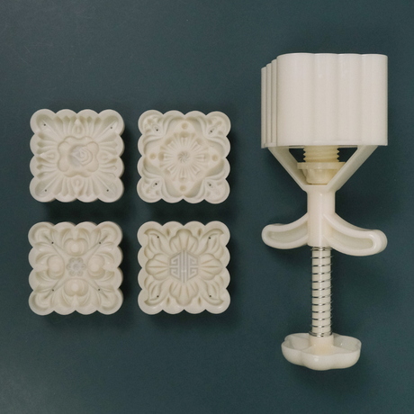 Retro Mooncake Mould 75g Square Retro Pattern (4 pcs)
