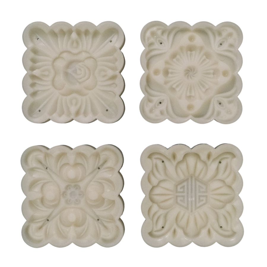 Retro Mooncake Mould 75g Square Retro Pattern (4 pcs)