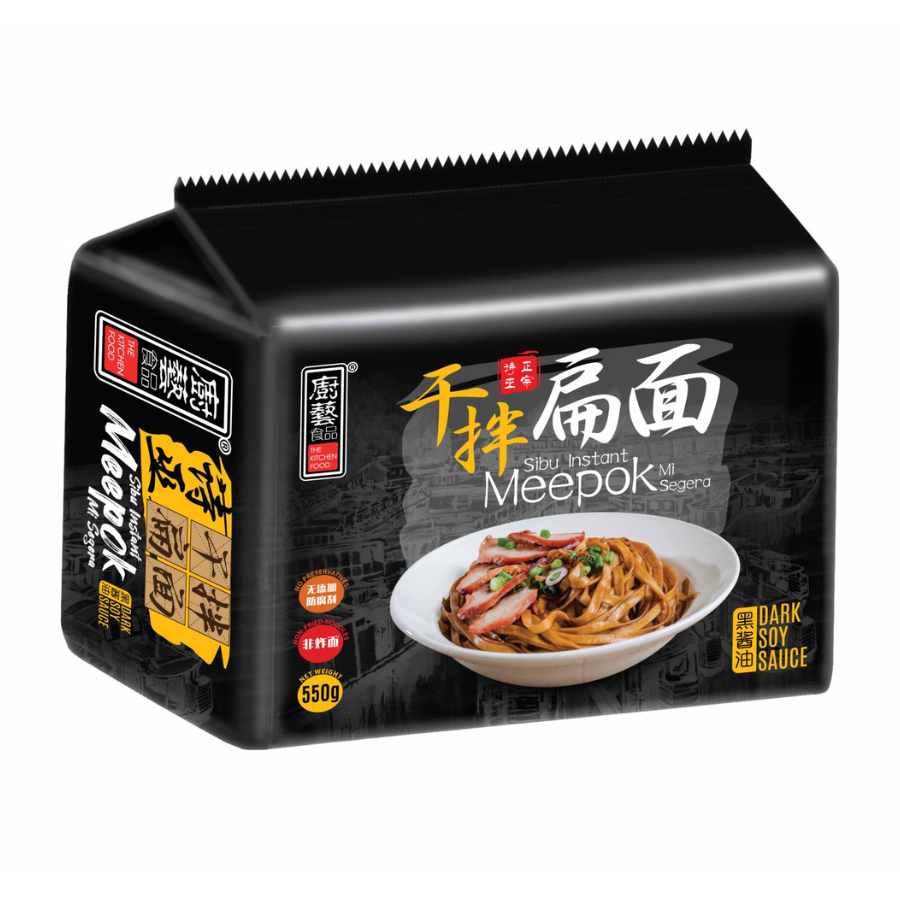 The Kitchen Food Sarawak Sibu Instant Meepok Dark Soy 4x110g Pack