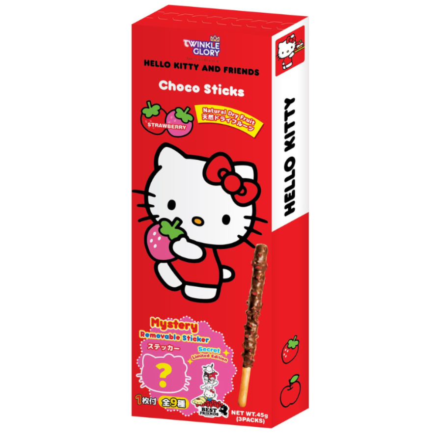 Twinkle Glory Hello Kitty Choco Sticks Strawberry Flavour 45g (BB: 15.09.25)