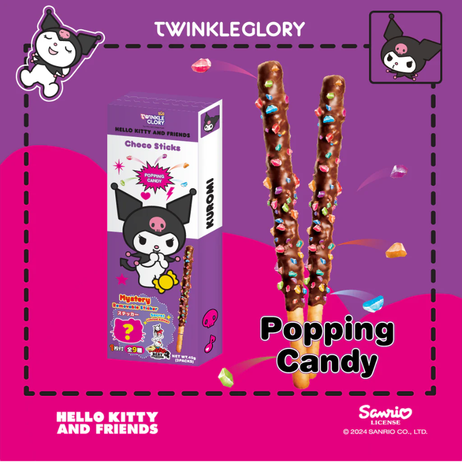 Twinkle Glory Kuromi Choco Sticks Popping Candy Flavour 45g (BB: 15.09.25)