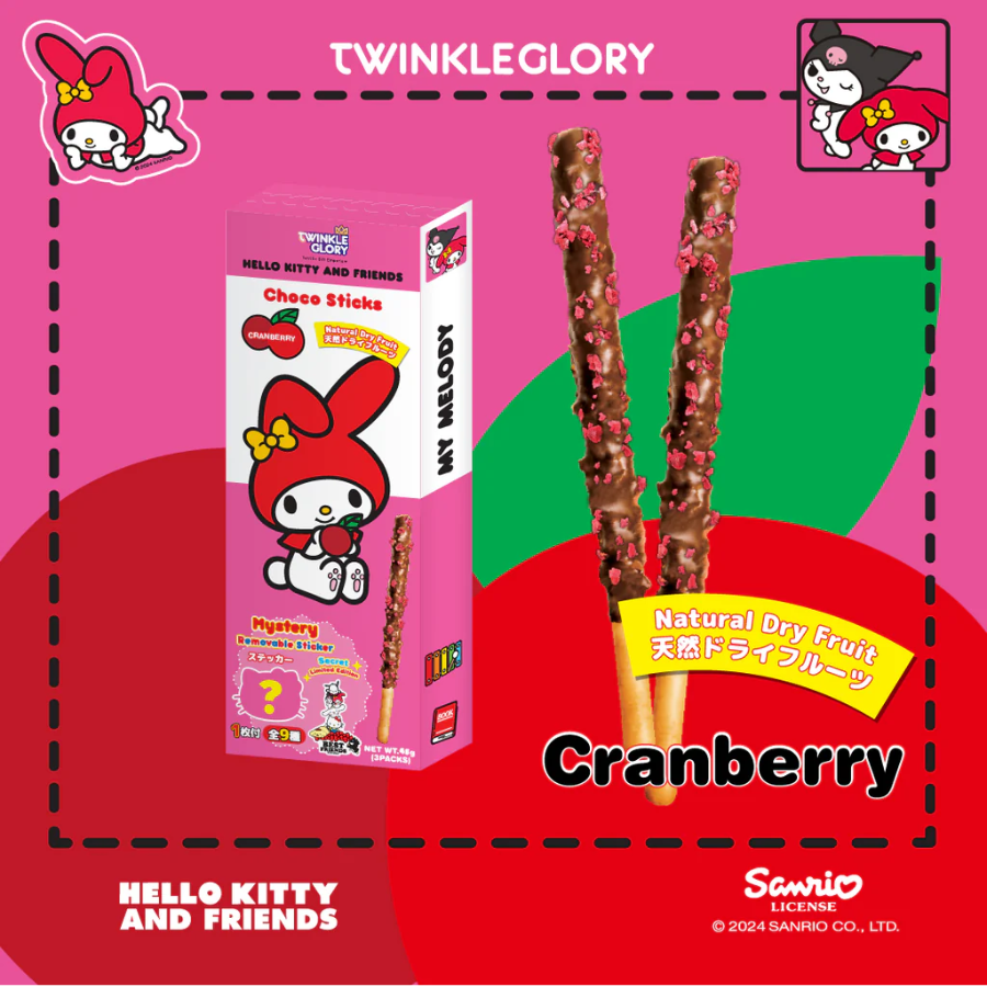 Twinkle Glory My Melody Choco Sticks Cranberry Flavour 45g (BB: 15.09.25)