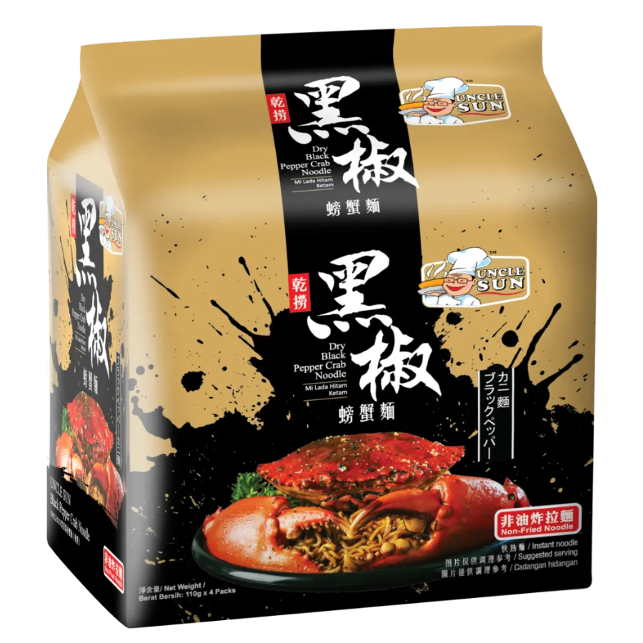 Uncle Sun Black Pepper Crab Noodles 4x110g Pack