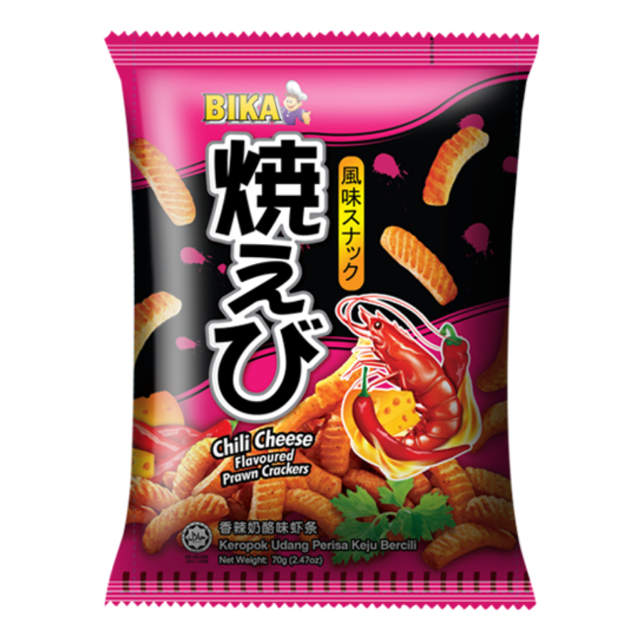 Bika Japanese Chilli Cheese Prawn Flavoured Crackers 70g (BB: 11.08.25)