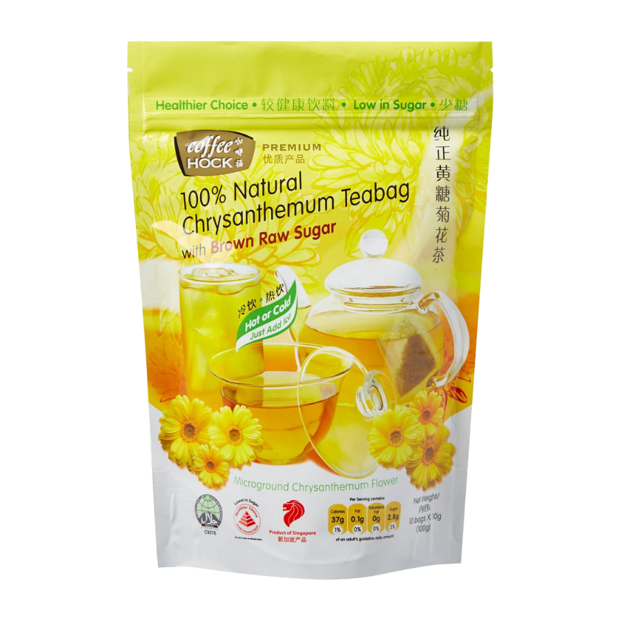 Coffee Hock 2-in-1 Natural Chrysanthemum Teabag with Brown Raw Sugar 10x10g