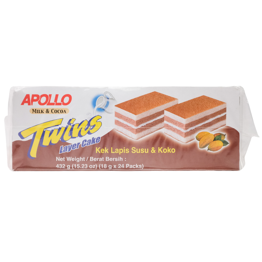 Apollo Milk & Cocoa Twins Layer Cake 18x24g (BB: 30.06.24)