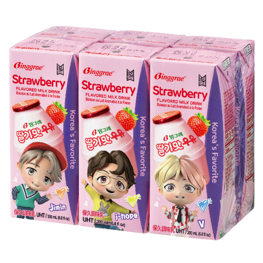 Binggrae Strawberry Flavoured Milk Drink 6x200ml