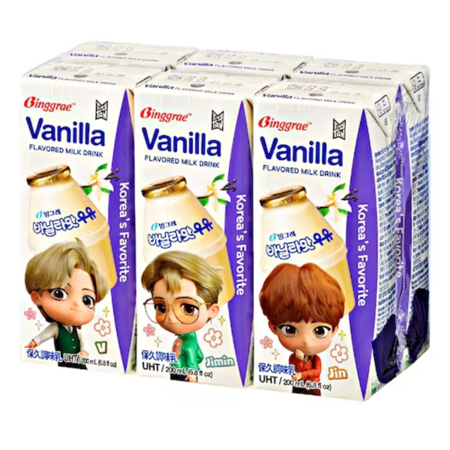 Binggrae Vanilla Flavoured Milk Drink 6x200ml (BB: 21.04.24)