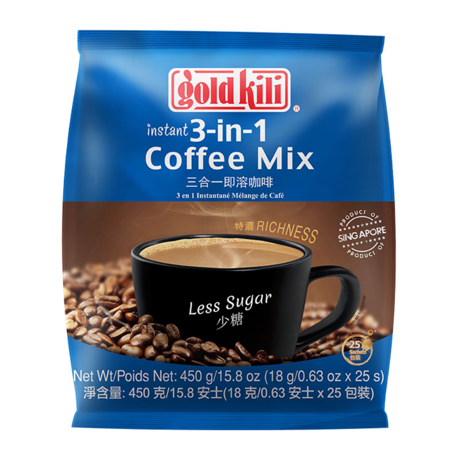 Gold Kili 3-in-1 Instant Coffee Mix with Less Sugar 25x18g
