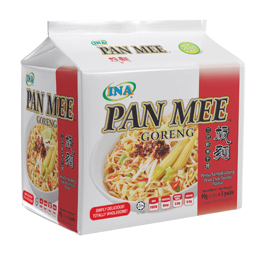 INA Pan Mee Goreng Dried Chilli Shrimp Flavour 5x90g Pack