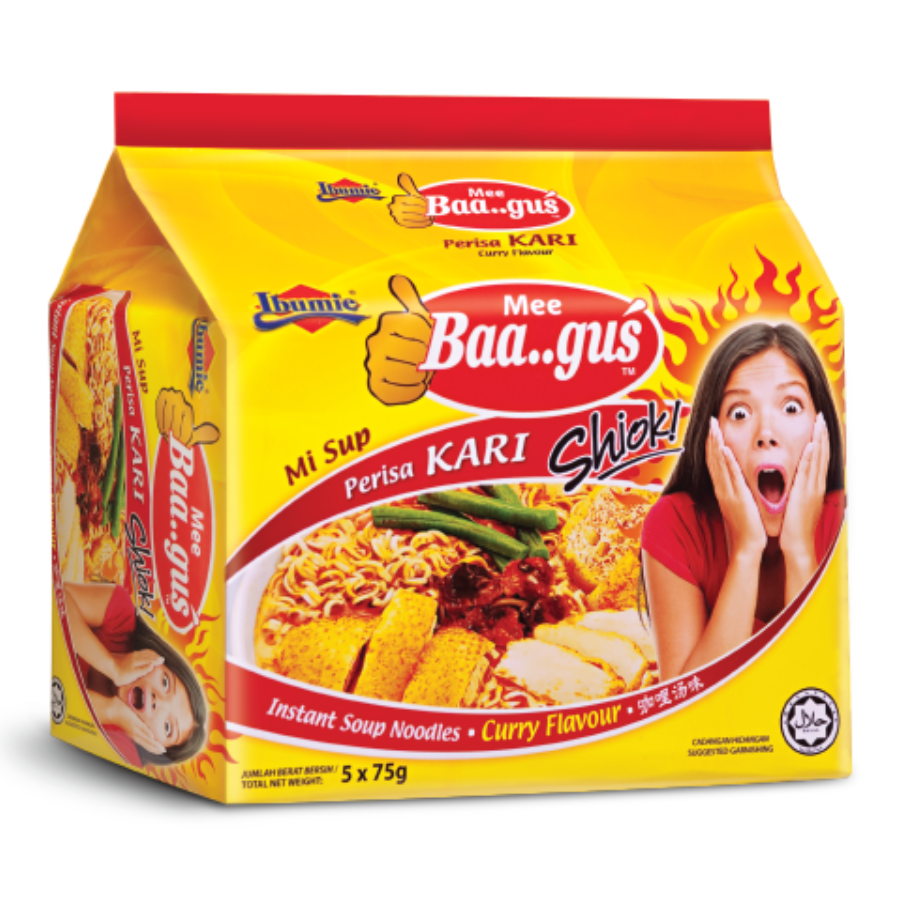 Ibumie Mee Baagus Soup Noodles Curry 5x75g Pack