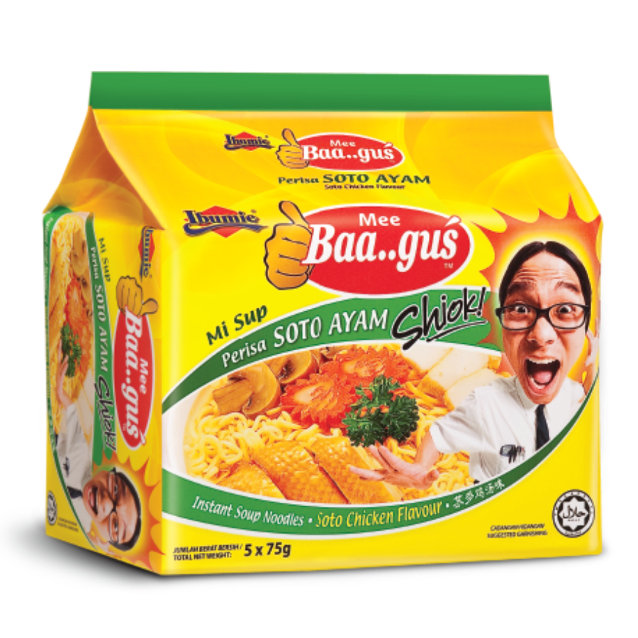 Ibumie Mee Baagus Soup Noodles Soto Chicken 5x75g Pack