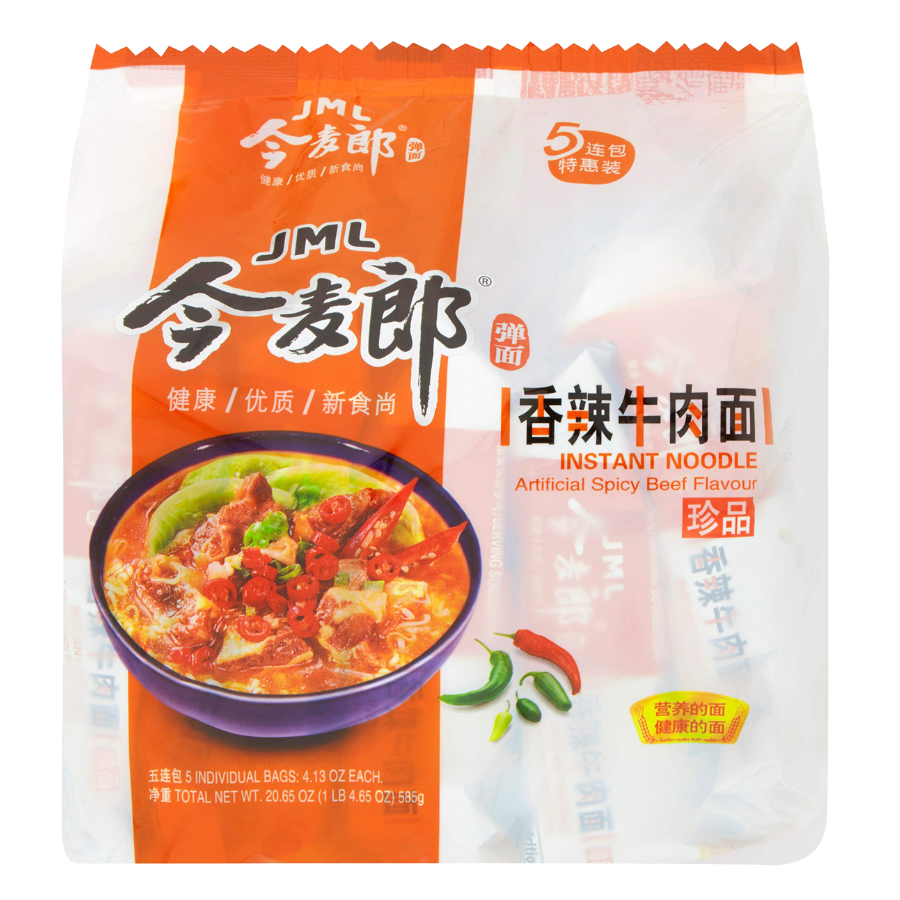 Jinmailang Spicy Beef Flavour Instant Noodle 5x117g Pack