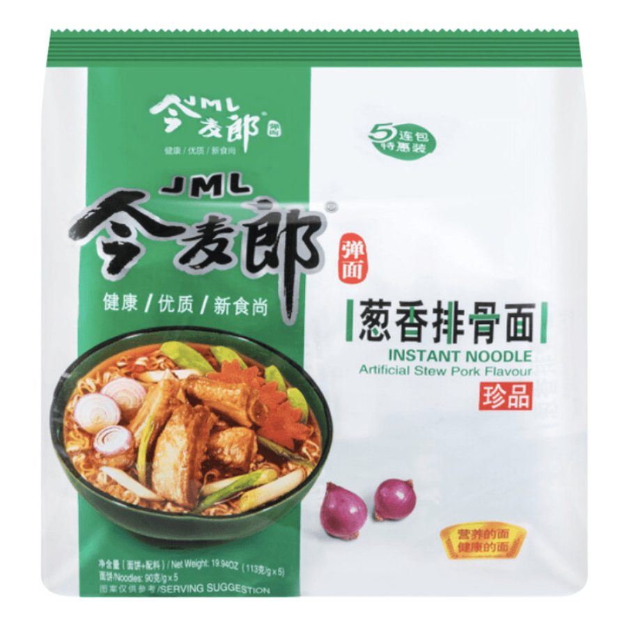 Jinmailang Stew Pork Flavour Instant Noodle 5x113g Pack (BB: 16.05.24)