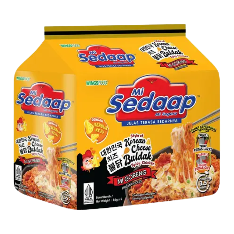 Mi Sedaap Korean Cheese Buldak (Spicy Chicken Flavour) 5x86g Pack