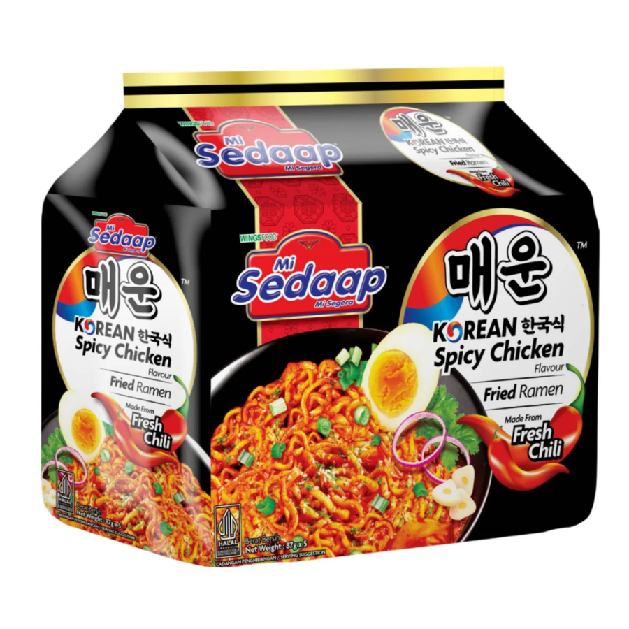 Mi Sedaap Korean Spicy Chicken Fried Ramen 5x87g Pack