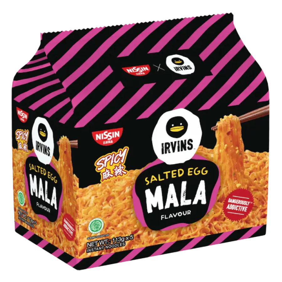 Nissin Irvins Mala Salted Egg Noodle 5x113g Pack (BB: 15.08.25)