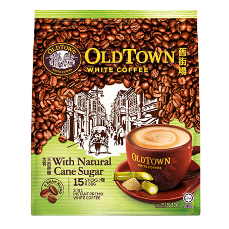 Old Town White Coffee 3-in-1 Natural Cane Sugar 15x36g