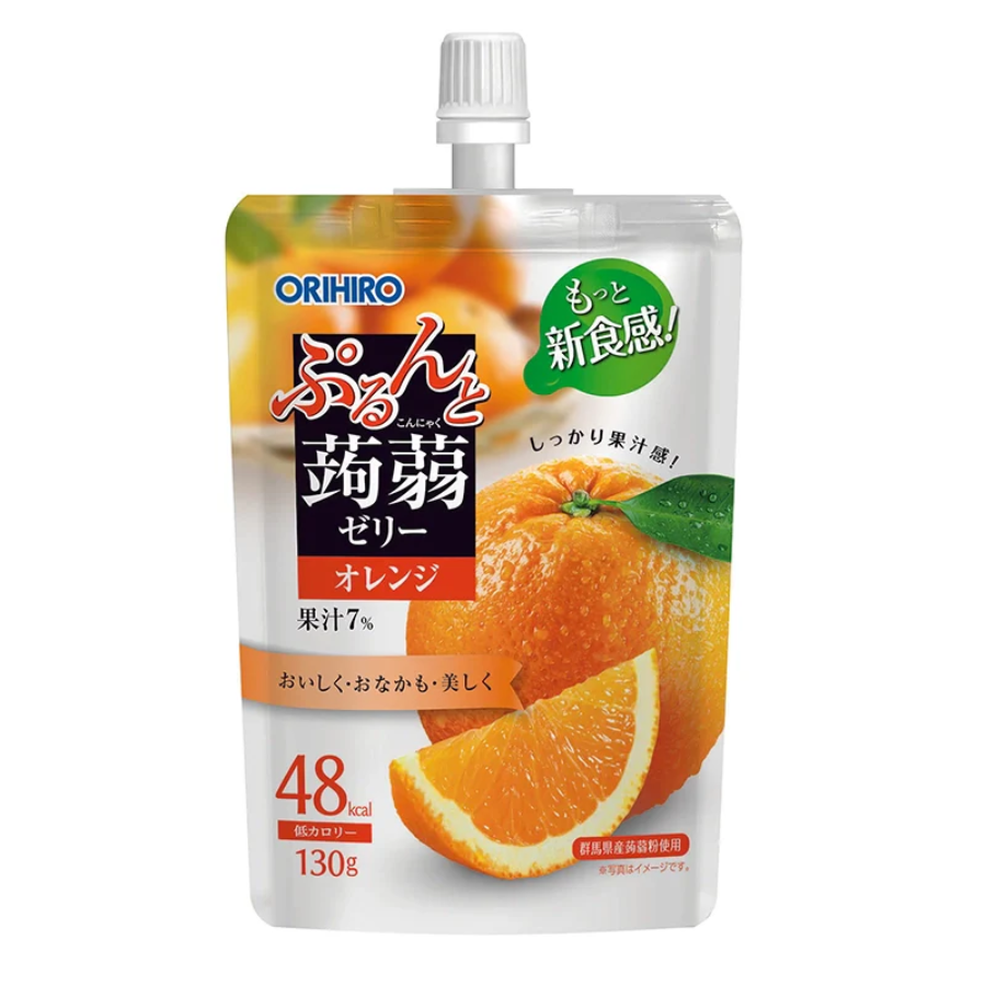 Orihiro Konjac Jelly Orange Pouch 130g (BB: 30.06.26)