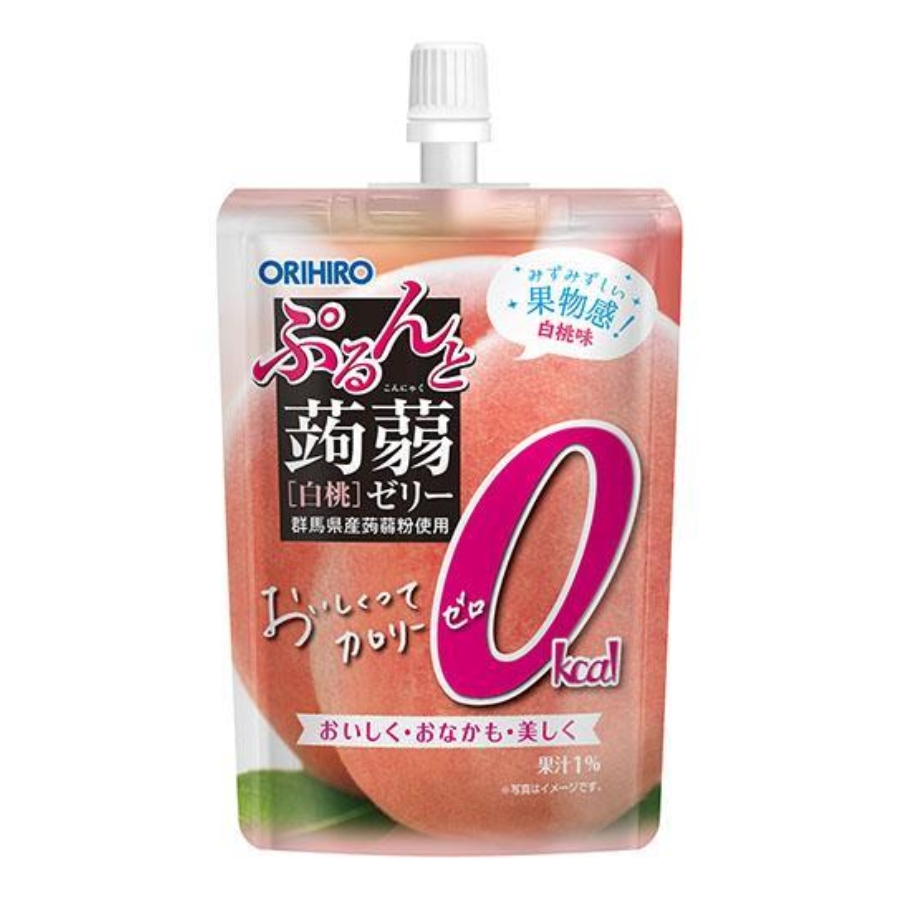 Orihiro Konjac Jelly White Peach Pouch Zero Calories 130g
