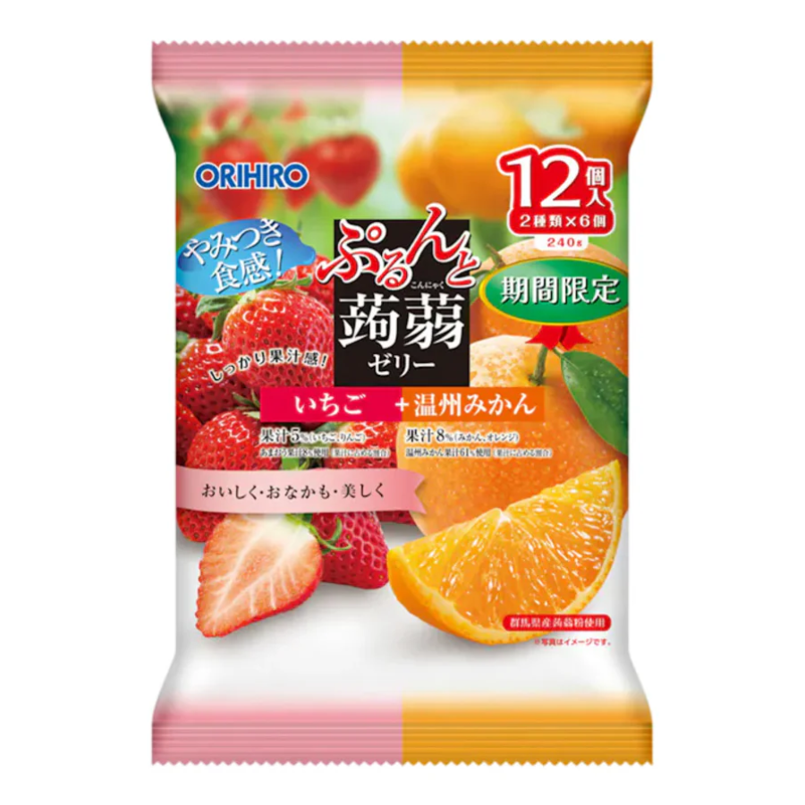Orihiro Purunto Konnyaku Jelly (Strawberry & Orange) 12x20g (BB: 31.08.26)
