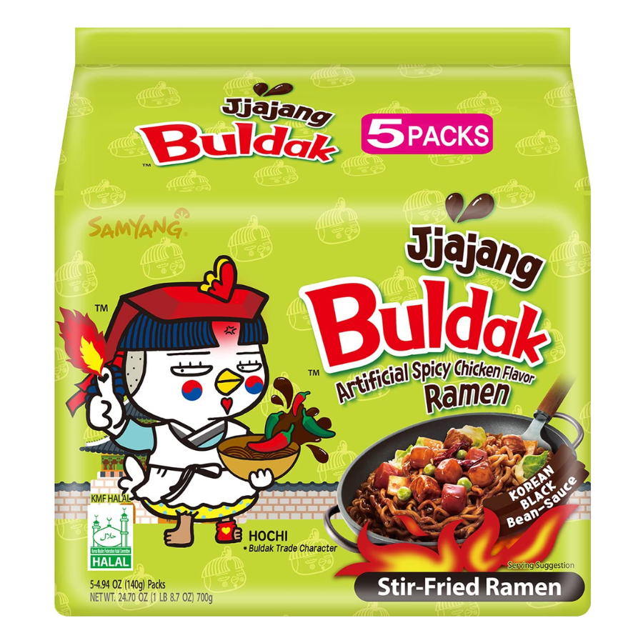 Samyang Buldak Hot Chicken Flavour Jjajang Ramen 5x140g Pack (BB: 15.05.24)