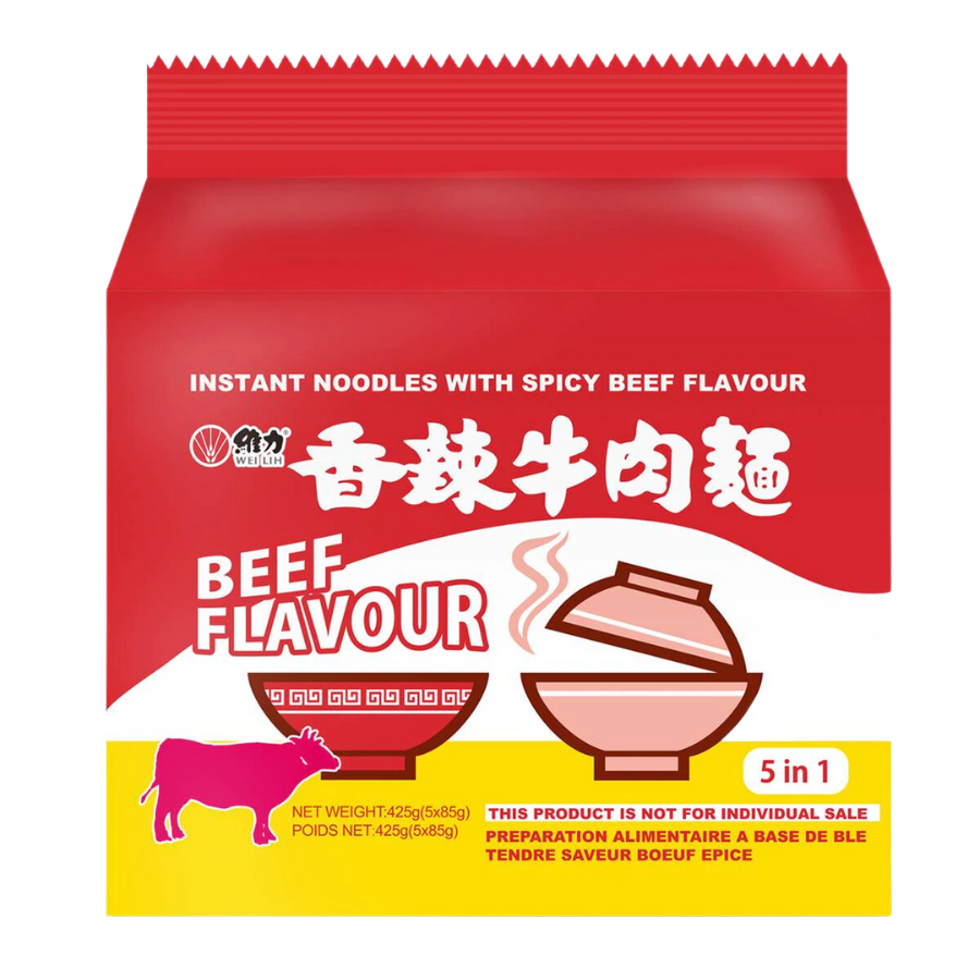Wei Lih Spicy Beef Flavour Noodle 5x85g Pack