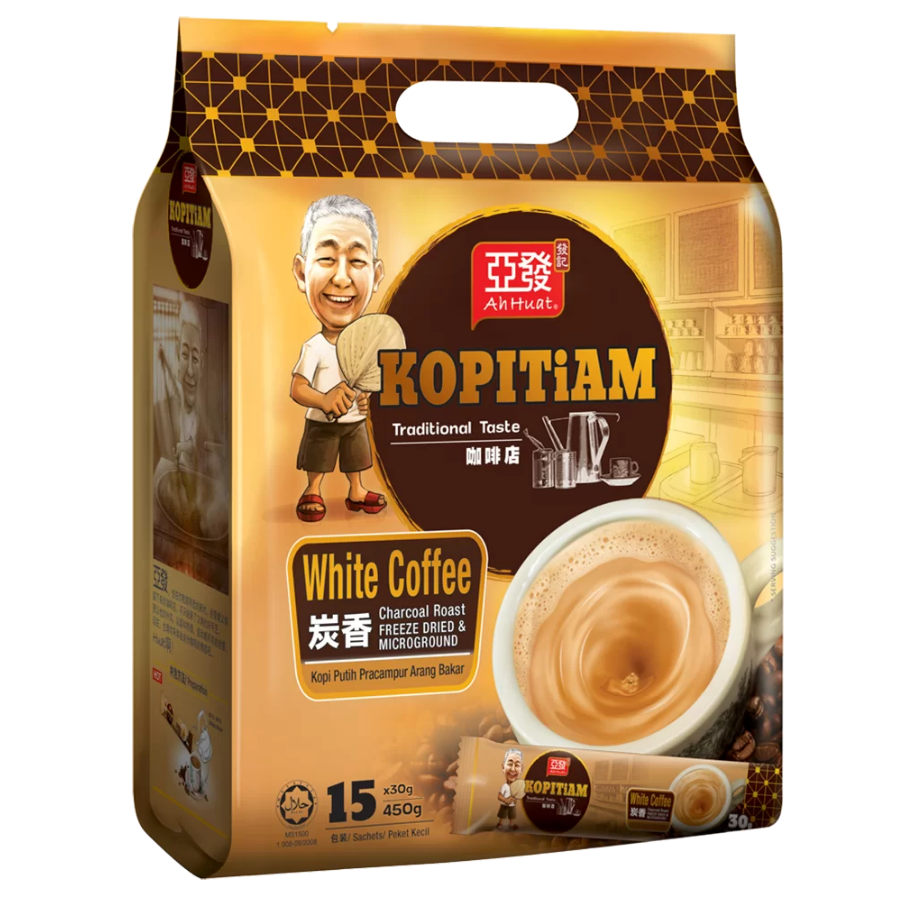 Ah Huat White Coffee Charcoal Roast Freeze Dried & Microground 15x30g (EXP: 24.08.25)
