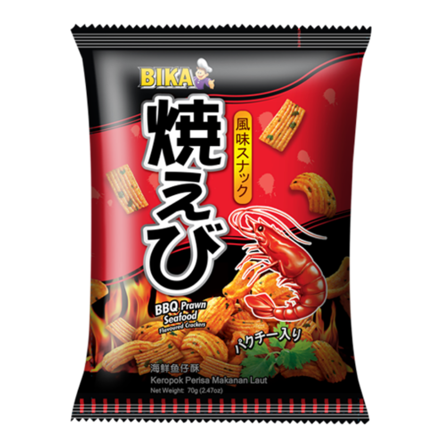 Bika Japanese BBQ Prawn Seafood Flavoured Crackers 70g (BB: 23.03.25)