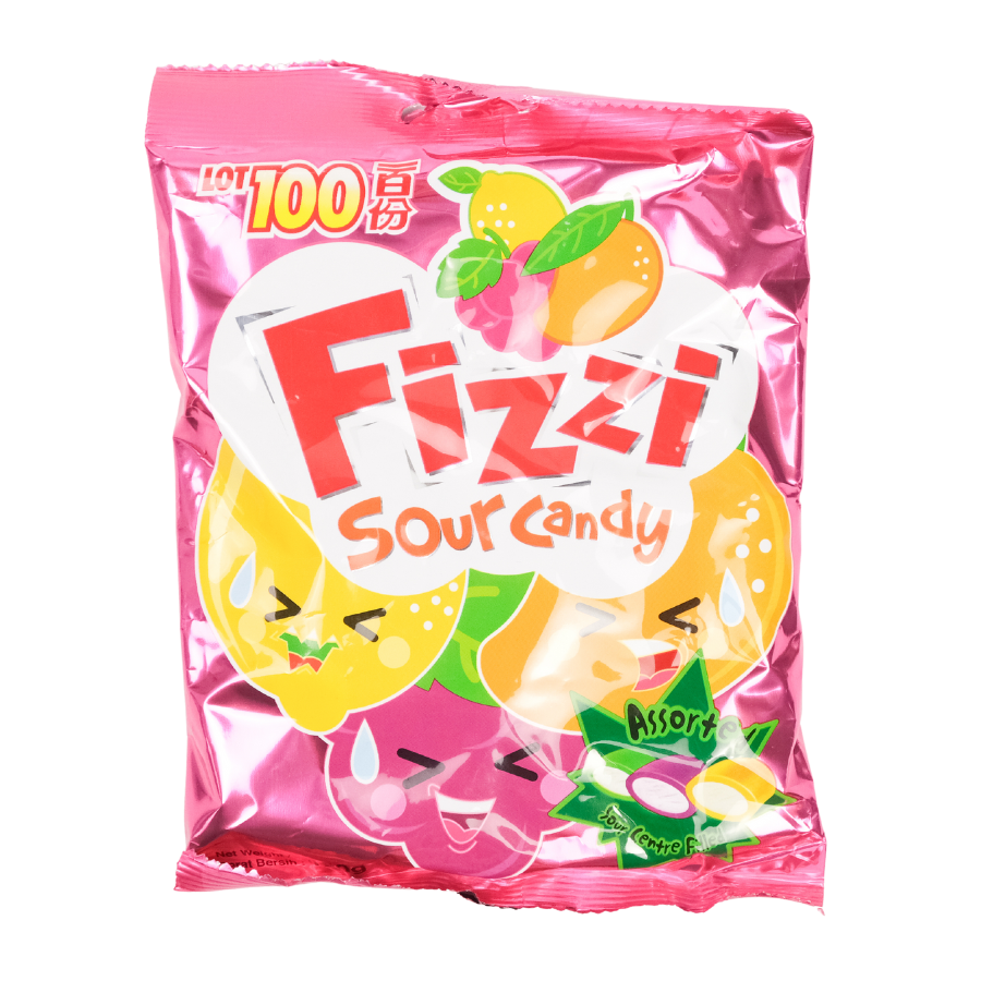 Cocoaland Lot 100 Fizzi Sour Candy Assorted Flavour 120g