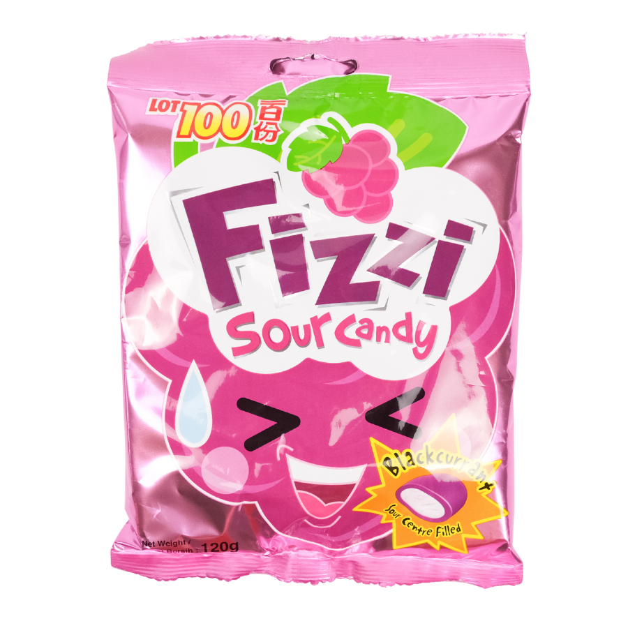 Cocoaland Lot 100 Fizzi Sour Candy Blackcurrant Flavour 120g