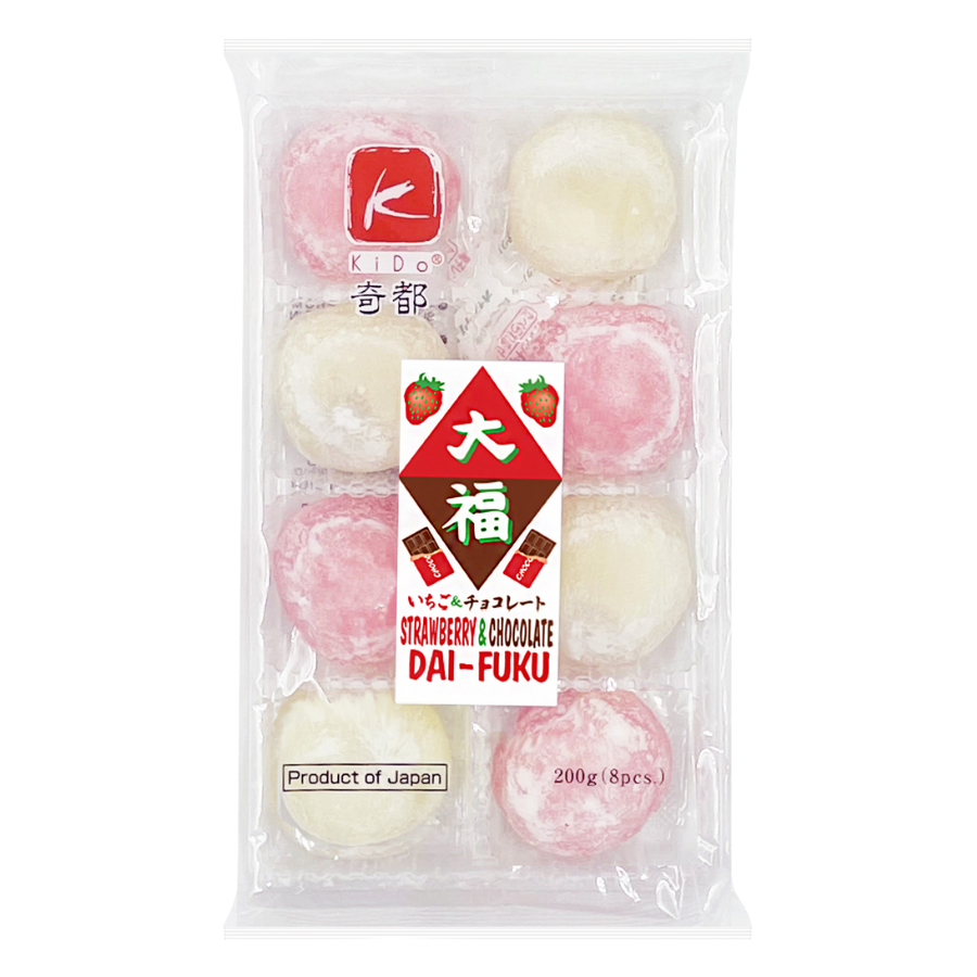 Kido Strawberry & Chocolate Dai-Fuku Mochi 200g (BB: 02.06.25)