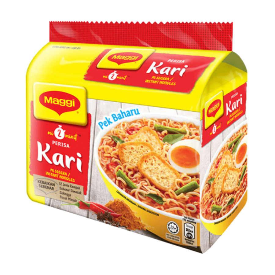 Maggi 2 Minute Curry Flavour Noodles 5x79g Pack