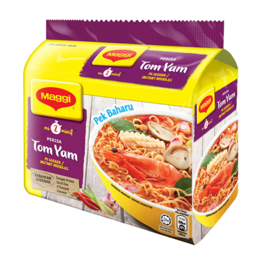 Maggi 2 Minute Tom Yam Flavour Noodles 5x79g Pack