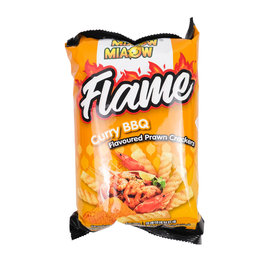 Miaow Miaow Flame Curry BBQ Prawn Crackers 50g