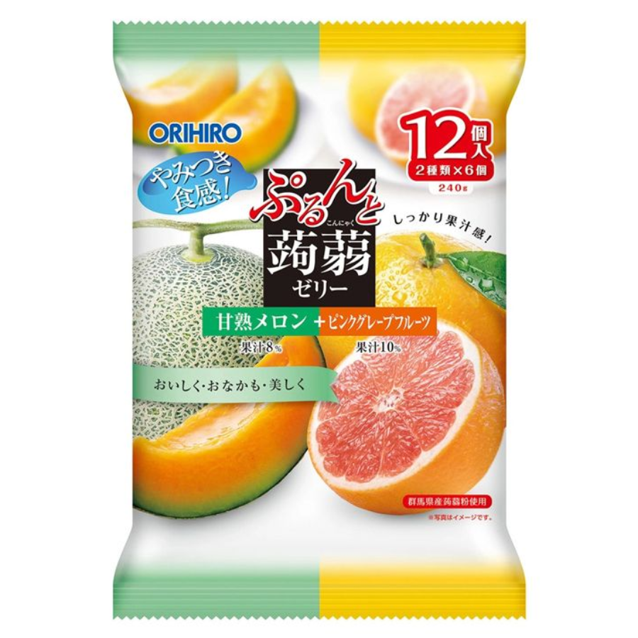 Orihiro Purunto Konnyaku Jelly (Melon & Pink Grapefruit) 12x20g