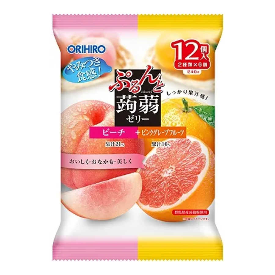 Orihiro Purunto Konnyaku Jelly (Peach & Grapefruit) 12x20g