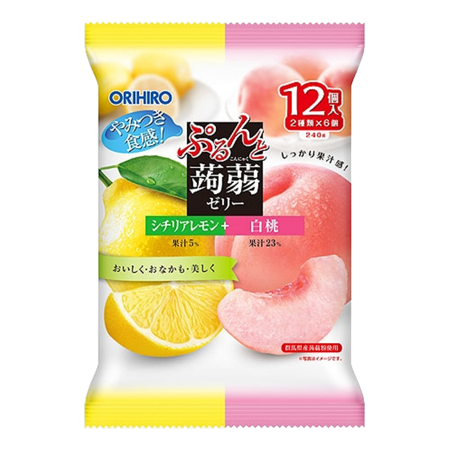 Orihiro Purunto Konnyaku Jelly (Sicillian Lemon & White Peach) 12x20g