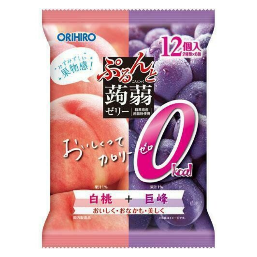 Orihiro Purunto Konnyaku Jelly (White Peach & Grape) 12x20g